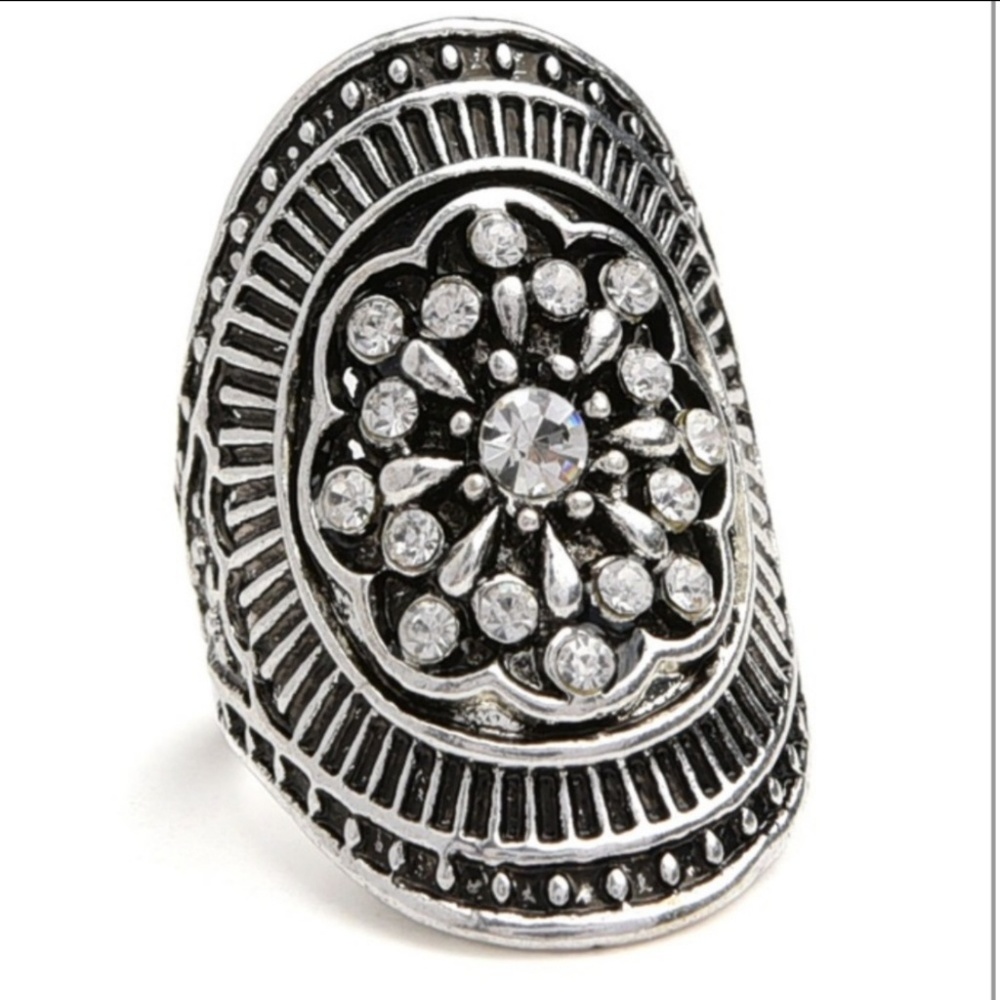 SOLD OUT! 4 BOHO GYPSY SILVER CUFF RINGS - Picture 3 of 4